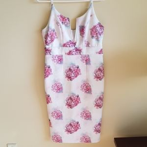 White Floral Scuba Dress